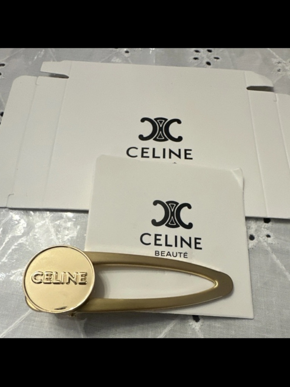 CELINE Gold Logo Round Clip GWP